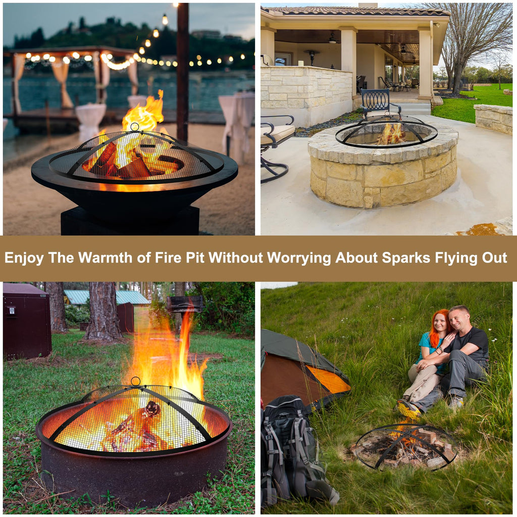 Round Heavy Duty Foldable Fire Pit Spark Screen Cover 30inch