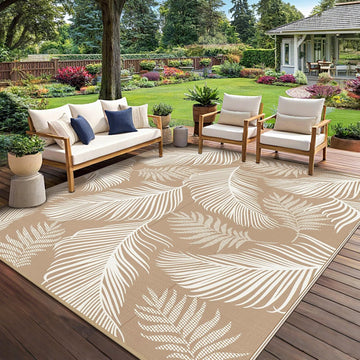 Waterproof Outdoor Rug 8x10, Reversible Plastic Straw Patio Camping Rug, Indoor Outdoor RV Mat Carpe