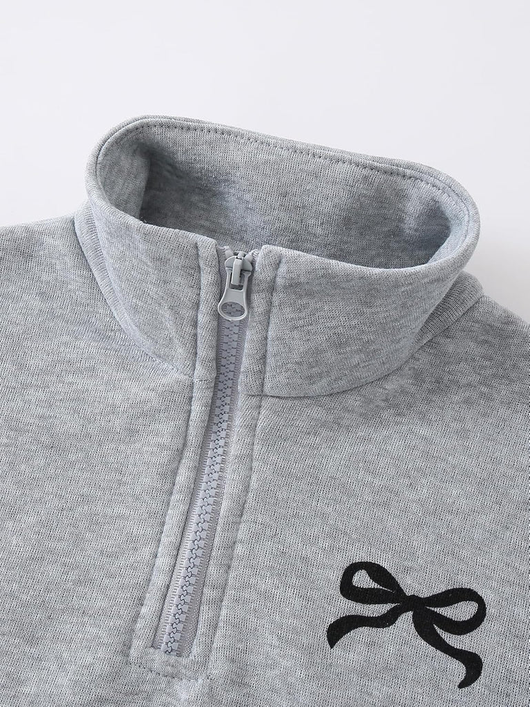 Sweatsuit 2 Piece Sets Half Zip Sweatshirts and Bow Sweatpants