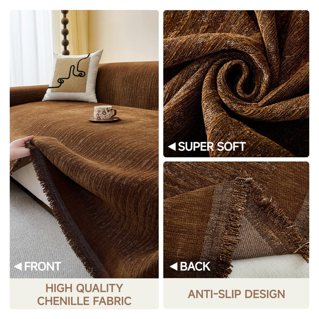 Chenille Couch Cover for Loveseat, Non-Slip, 70" x 102"