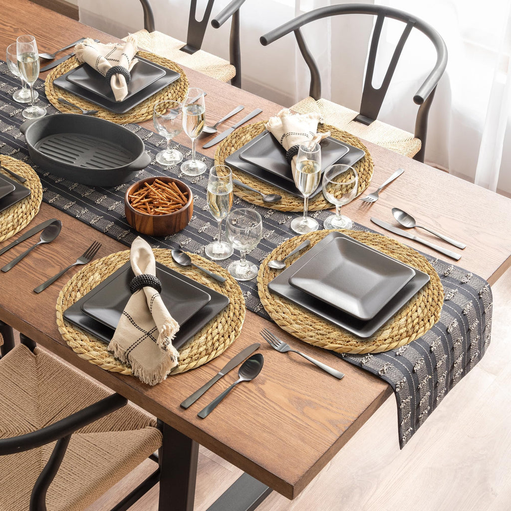 60 Pcs Round Woven Placemats 12 Inch Rattan Table Charger Plates