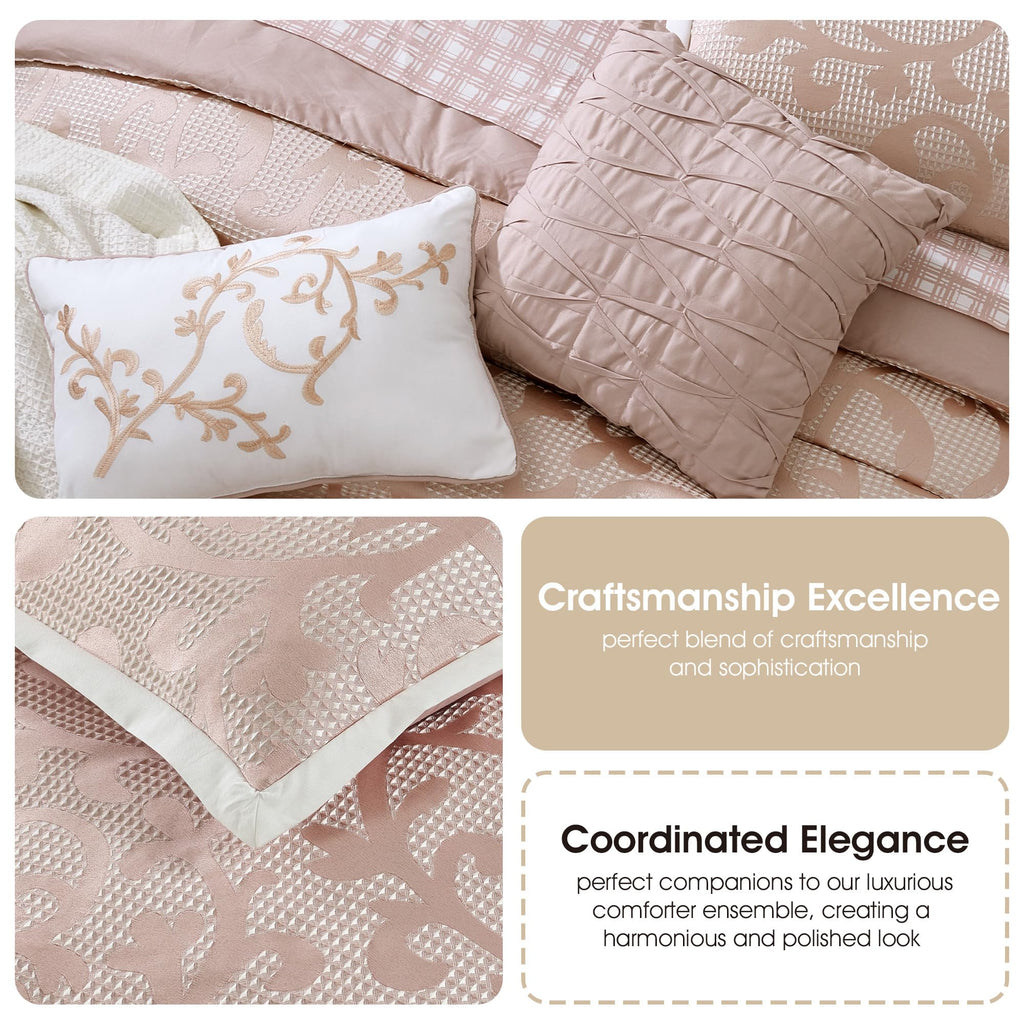 Blush Paisley Comforter Set Queen Size, 14 Piece, Jacquard Bedding Sets & Collections, 1 Flat Sheet, 1 Fitted Sheet