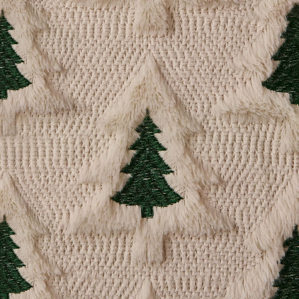 Christmas Pillow Covers 18x18 Beige Double Xmas Tree Pillow Covers Soft Plush Faux Fur Christmas Decorations - Set of 2