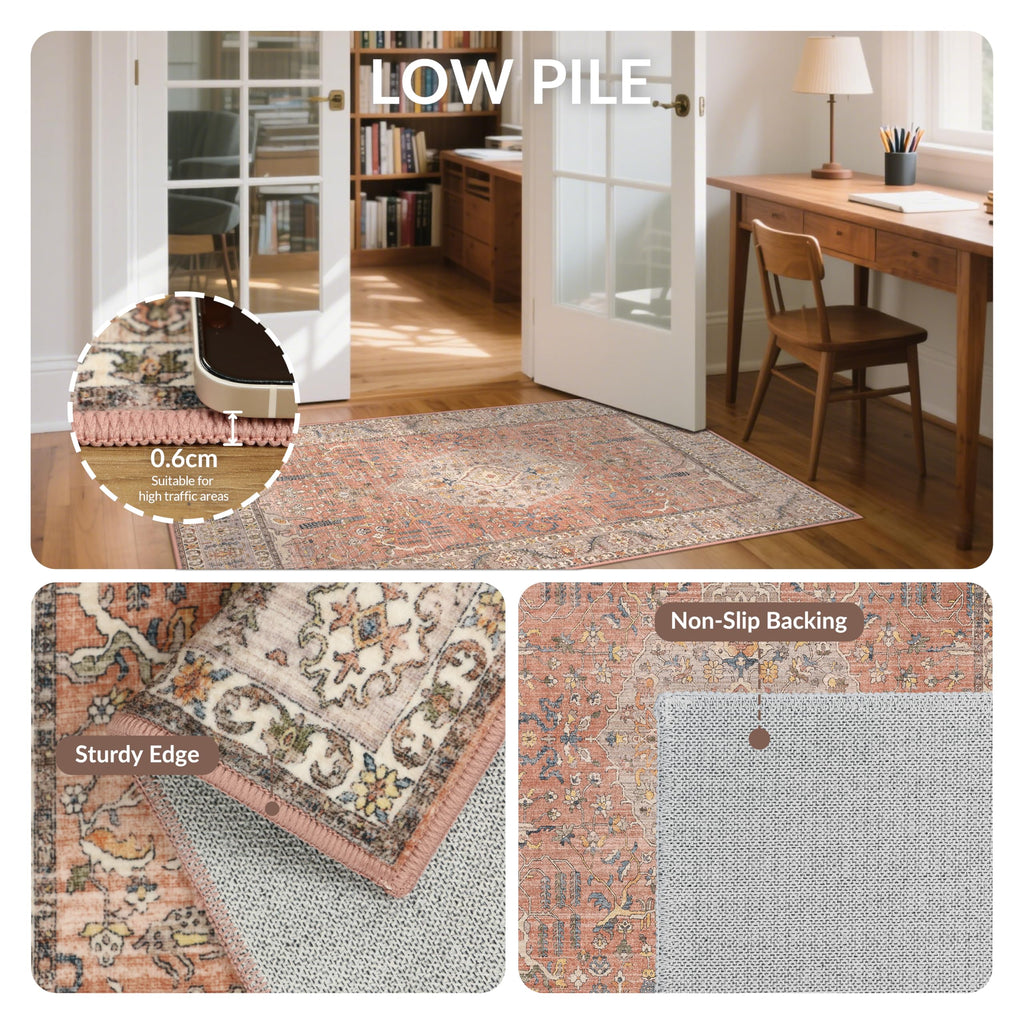 2x6 Non Slip Runner, Washable Kitchen Rugs Terracotta Brown