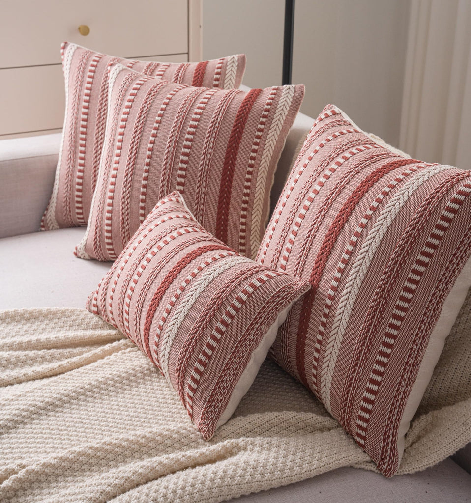 Boho Fall Throw Pillow Covers 18x18 Inch Set of 2, Farmhouse Decorative Couch Pillow Cases, Rust Accent Pillows of