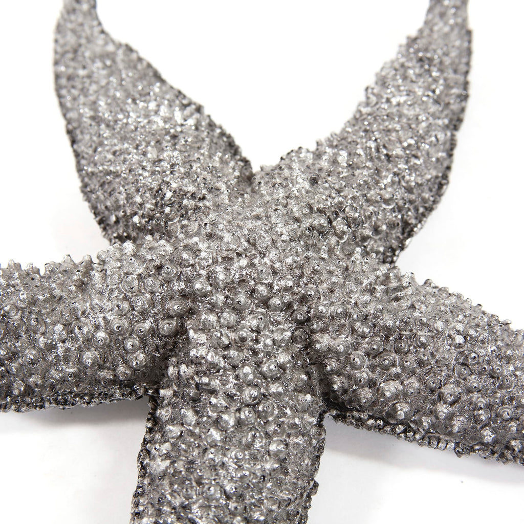Decorative Deep Starfish Figurine Hanging Wall Art and Garden, Silver Leaf Finish Abstract Sea Animal Figure for