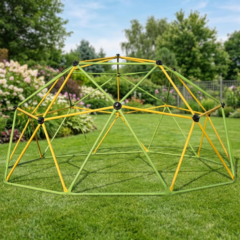 10ft Climbing Dome for Kids, Outdoor Jungle Gym with Swing, Galvanized Steel Climbing Frame, Heavy-Duty Playground