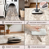 Washable Neutral Farmhouse Large Entryway Rug, 3x5 Area Rugs
