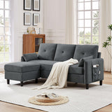 Convertible Sectional Sofa, 77" Small L Shaped 3 Seat Couch with Reversible Storage Chaise