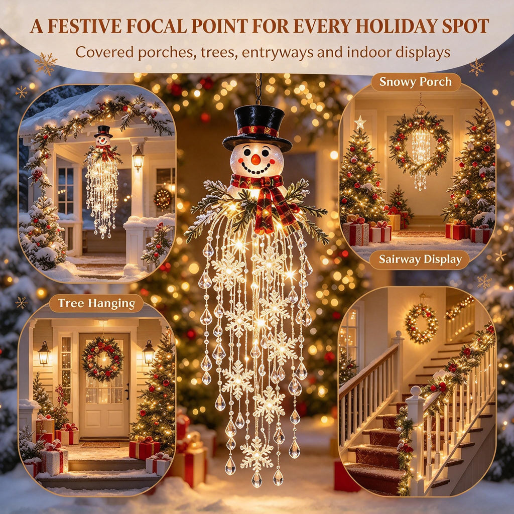 Crystal Cascade Christmas Light - Hanging Snowflake & Crystal LED Porch Decor (D)