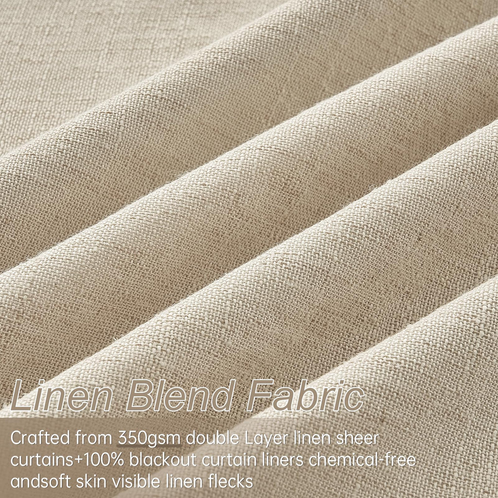 Extra Long Oatmeal Full Blackout Pinch Pleated Curtains 120 Inches 2 Panels