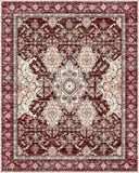 8x10 Washable Vintage Medallion Area Rug, Large Non-Slip Carpet for Living Room Bedroom Red