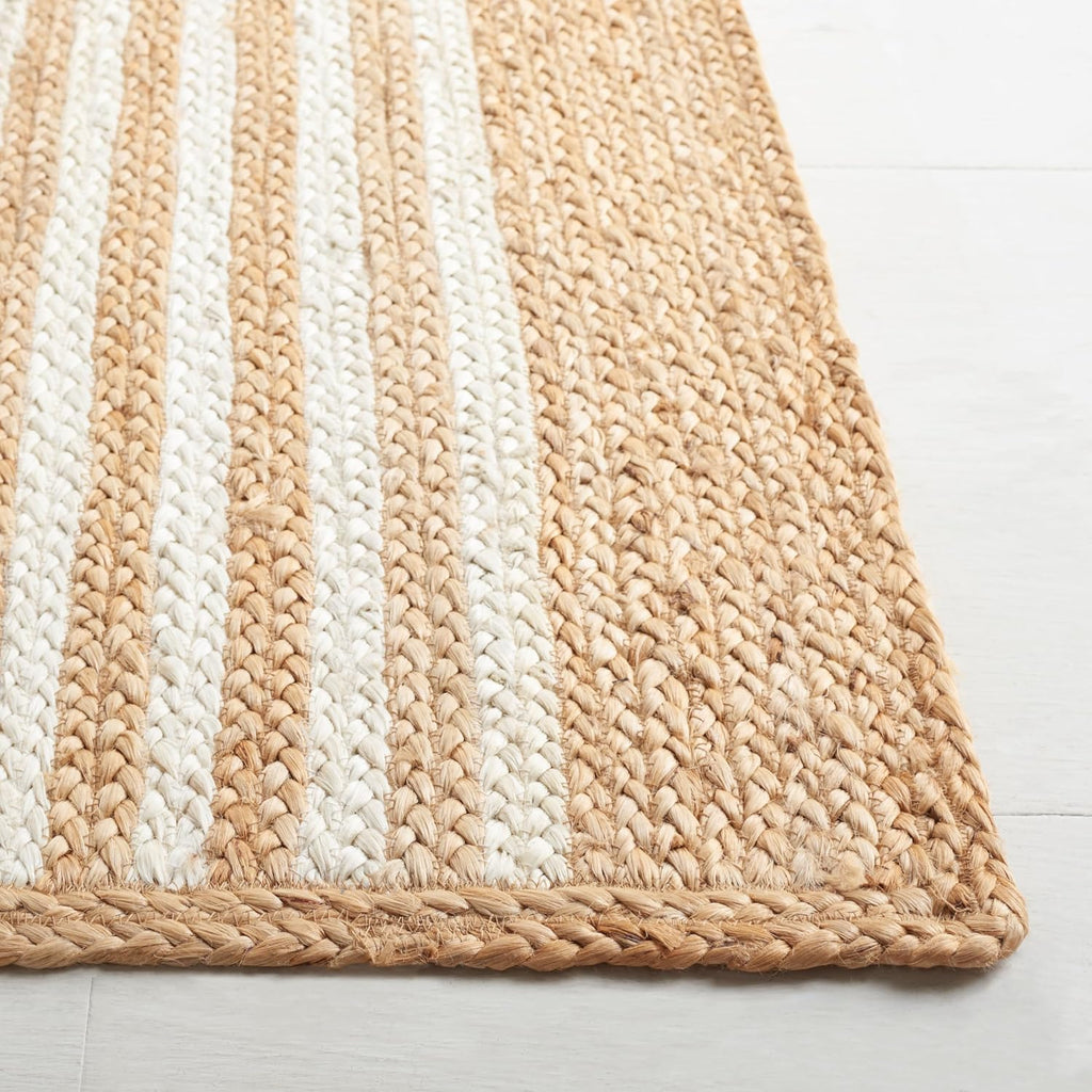 Natural Fiber Collection Area Rug - 6' Square, Natural & Ivory, Rustic Farmhouse Style, Handmade Jute, Ideal for the