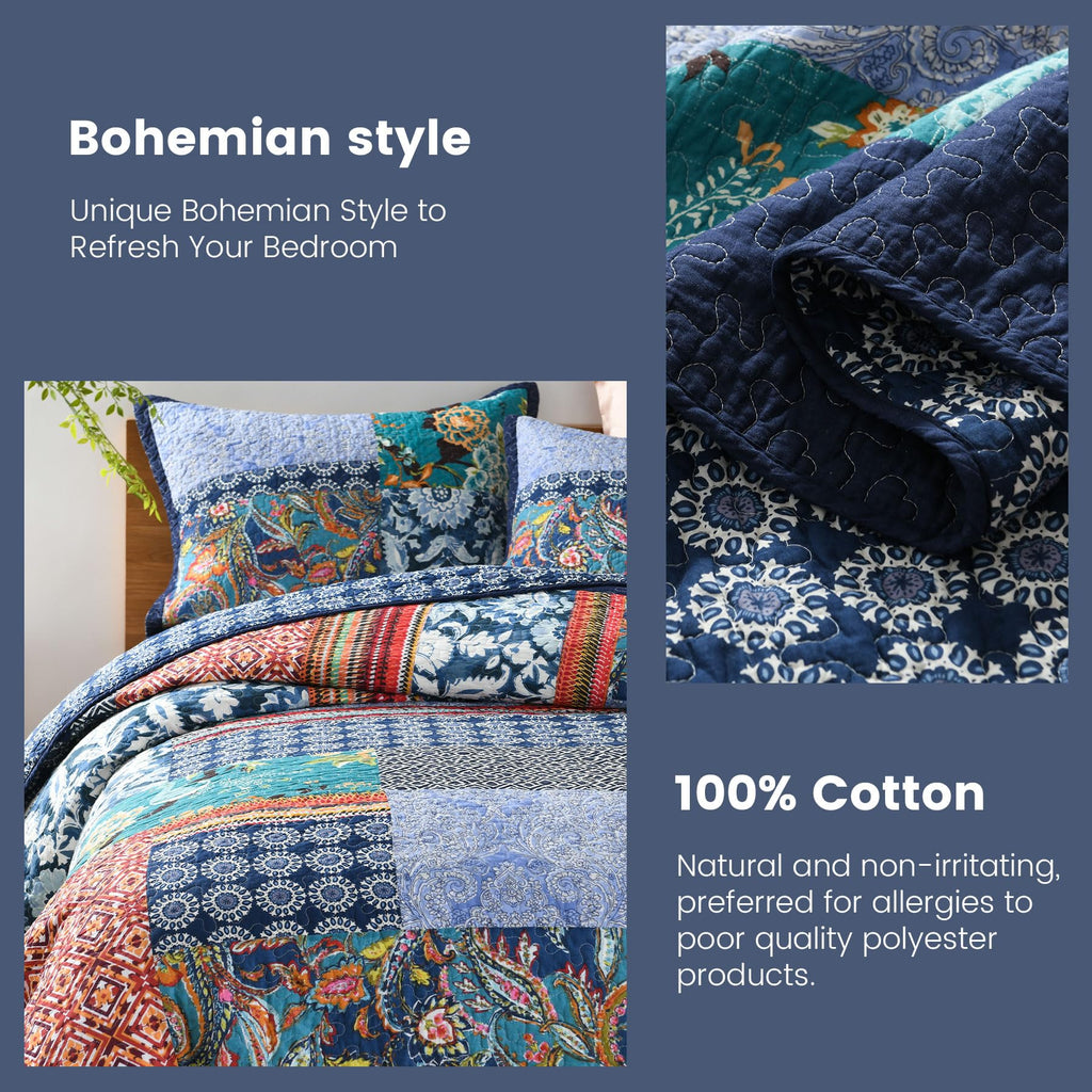California King Quilt Size - 100% Cotton Oversized California Comforter Set Bedding Sets (120 * 110 Inch) with 2