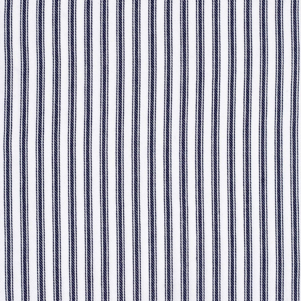 Navy Blue and White Ticking Stripe Woven Cotton Decorative Square Throw Pillow Case Covers 24 x 24 Inches, Set of 2