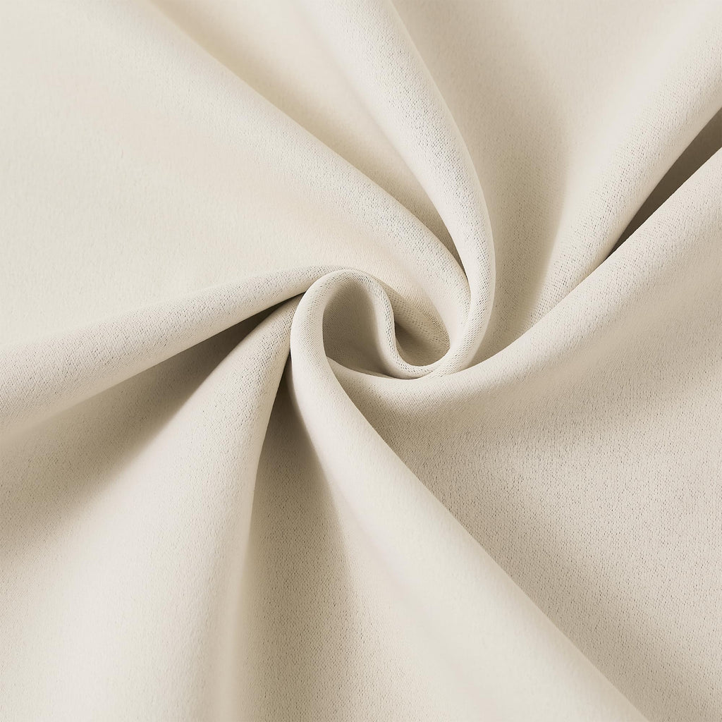 Cream Beige Curtains for Bay Windows, Sound Reducing Solid Window Treatment for Cafe/Kitchen/Night Shift, Blackout