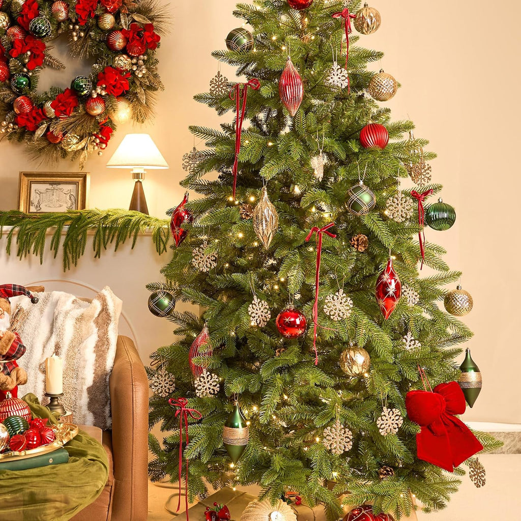 Finial Drop Christmas Ornaments for Tree Decorations, 150mm/6inch Shatterproof Plastic Hanging Large Tear Drop