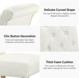 Dining Chairs Set of 2 Fabric Upholstered Dining Room Chairs with Button Tufted High Back and Solid Wood Legs for