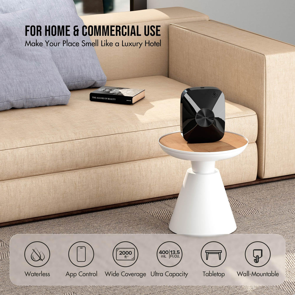 ANA Smart Waterless Essential Oil Diffuser for Large Room, Black