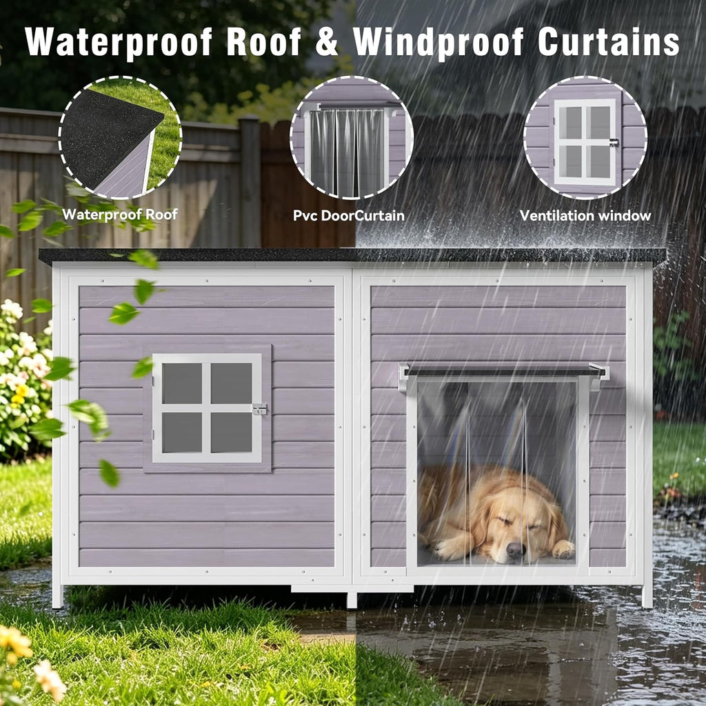 59" Insulated Extra Large Dog House, Grey