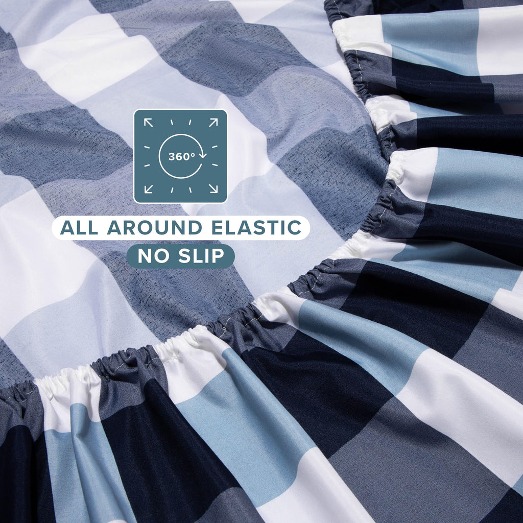 Printed Sheet Set - 1800 Ultra-Soft (Full, Gingham Blue)
