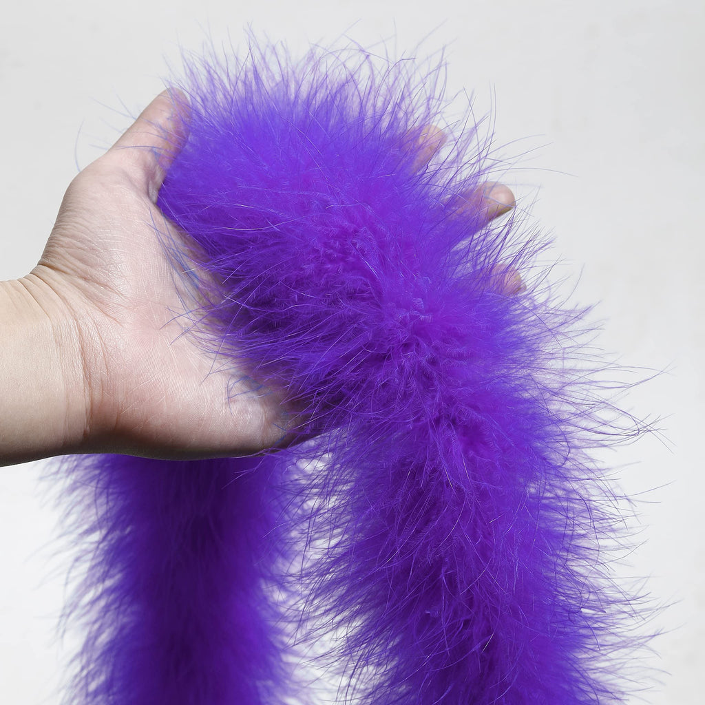 Purple Marabou Feather Boas for Wedding Party, 2Pcs 22g 2 Yards