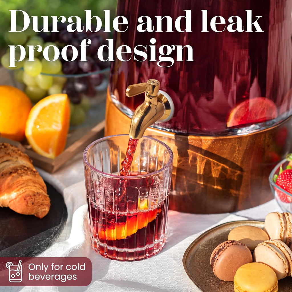 Glass Drink Dispenser with Spigot - Beverage Dispenser with Stand