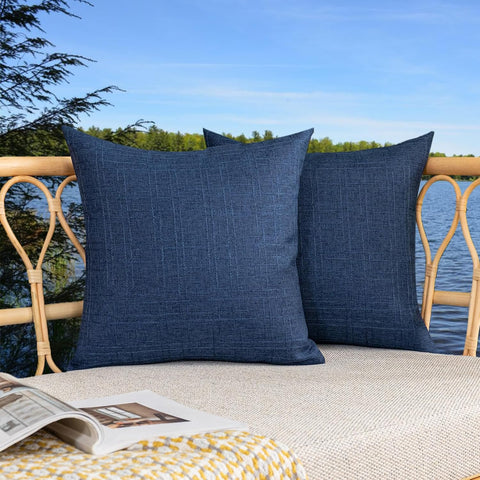 Pack of 2 Decorative Outdoor Waterproof Throw Pillow Covers Checkered Pillowcases Classic Cushion Cases