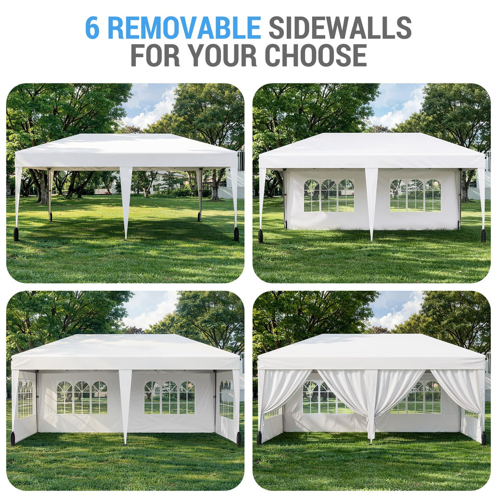 10x20 FT Pop Up Canopy Tent with 6 Sidewalls, White