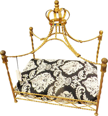 Jeweled Crown Gold Iron Dog Bed | Pet Canopy Metal Royal