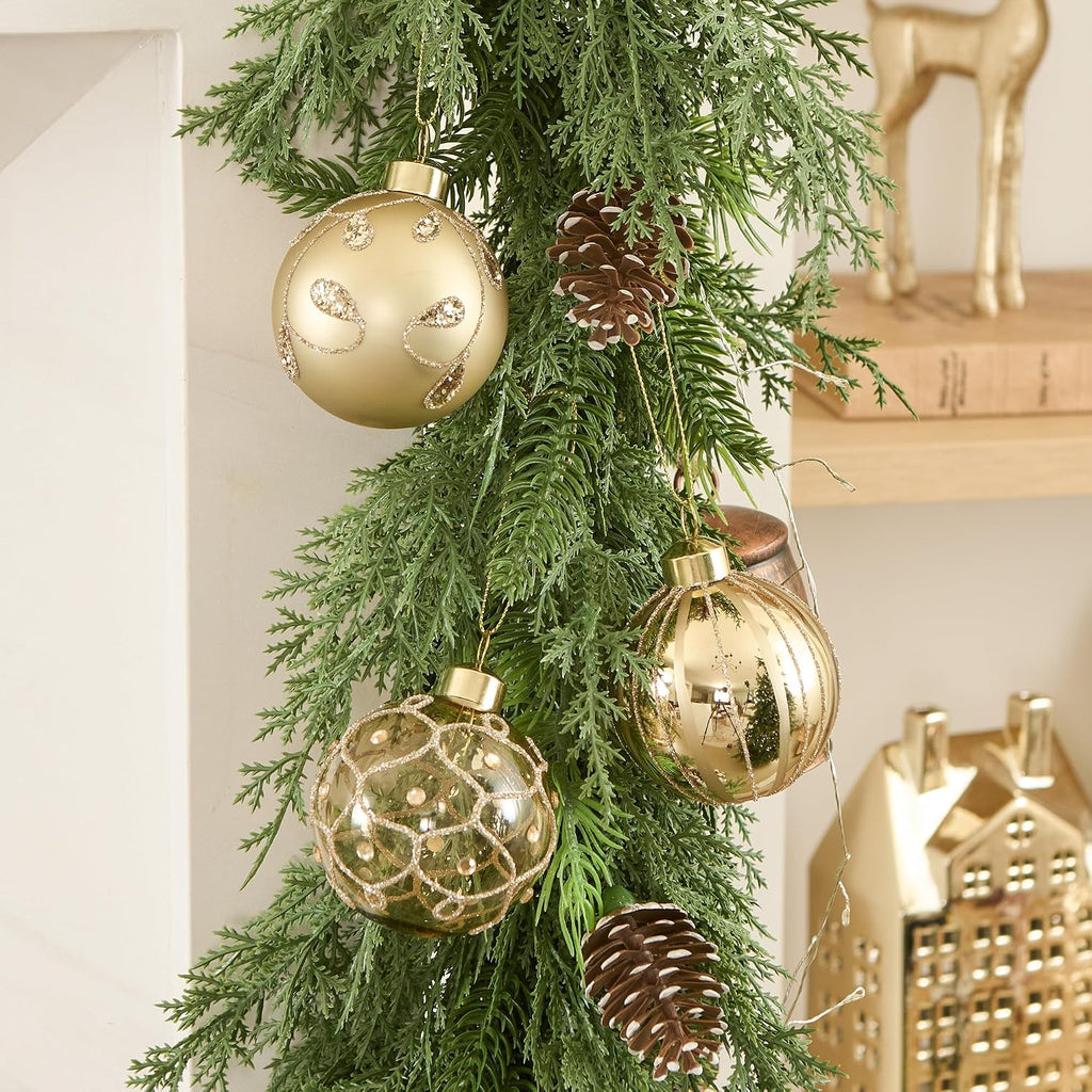 26Pcs Gold Glass Christmas Ball Ornaments, Luxury Tree Decor