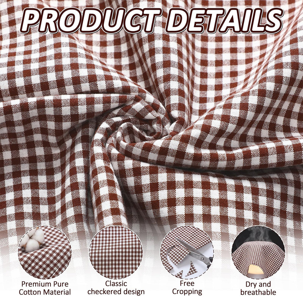 5 Yard Brown Gingham Fabric 100% Cotton 45" Wide
