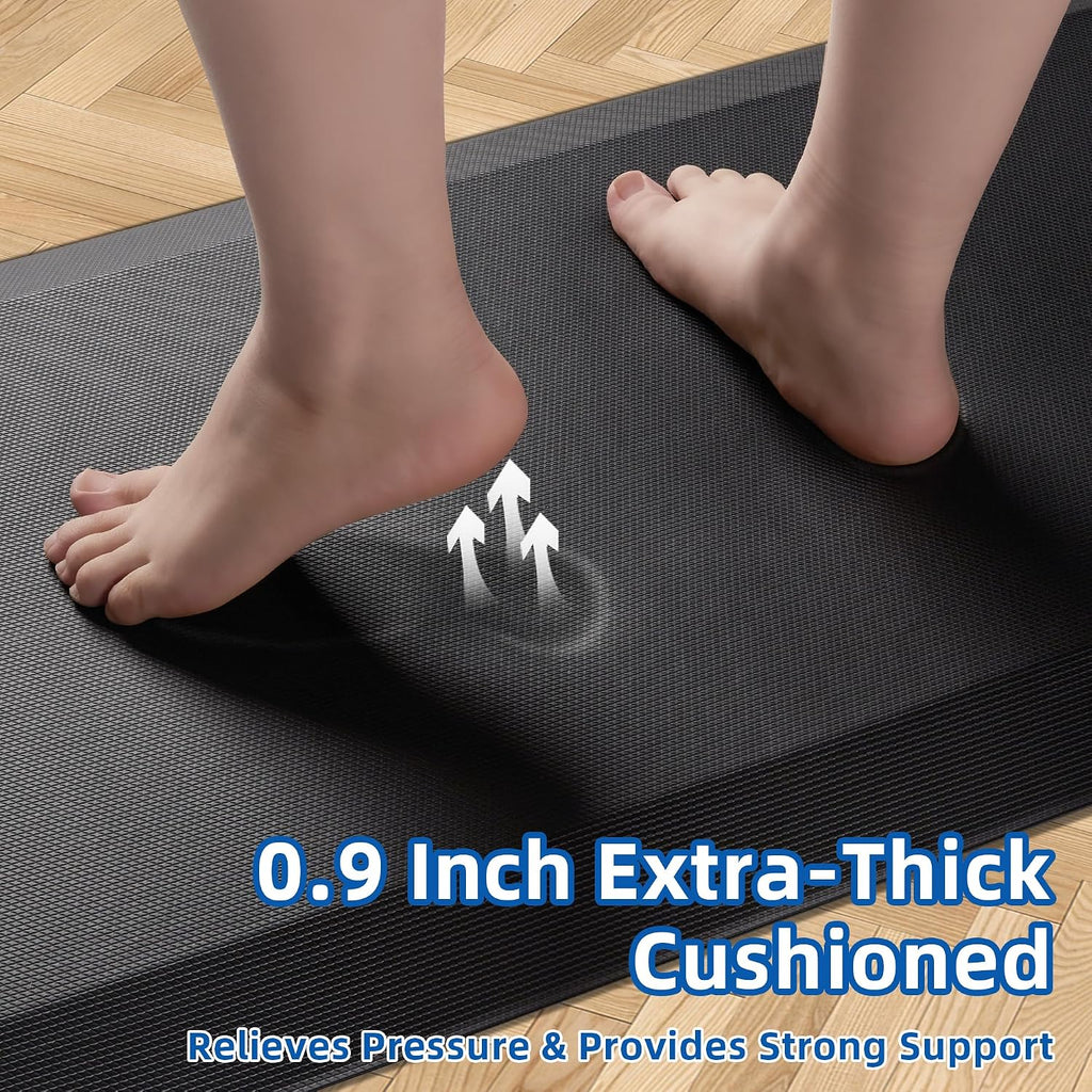 Extra Thick Anti Fatigue Mat Floor, 20x32, Black | 9/10 Inch Thick, Cushioned Standing Desk Mat, Memory Foam