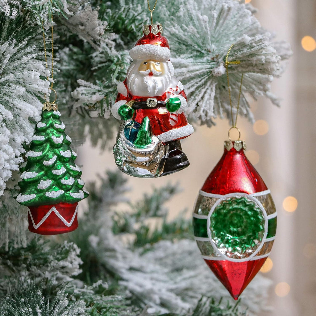 10ct Christmas Glass Ornaments Tree Decorations Set
