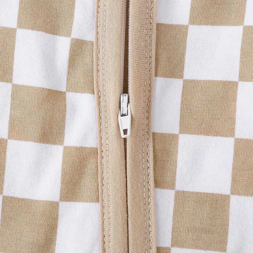 Newborn Baby Boy Girl Clothes Checkered Long Sleeve Zipper Romper Jumpsuit One Piece Bodysuit Fall Winter Outfit
