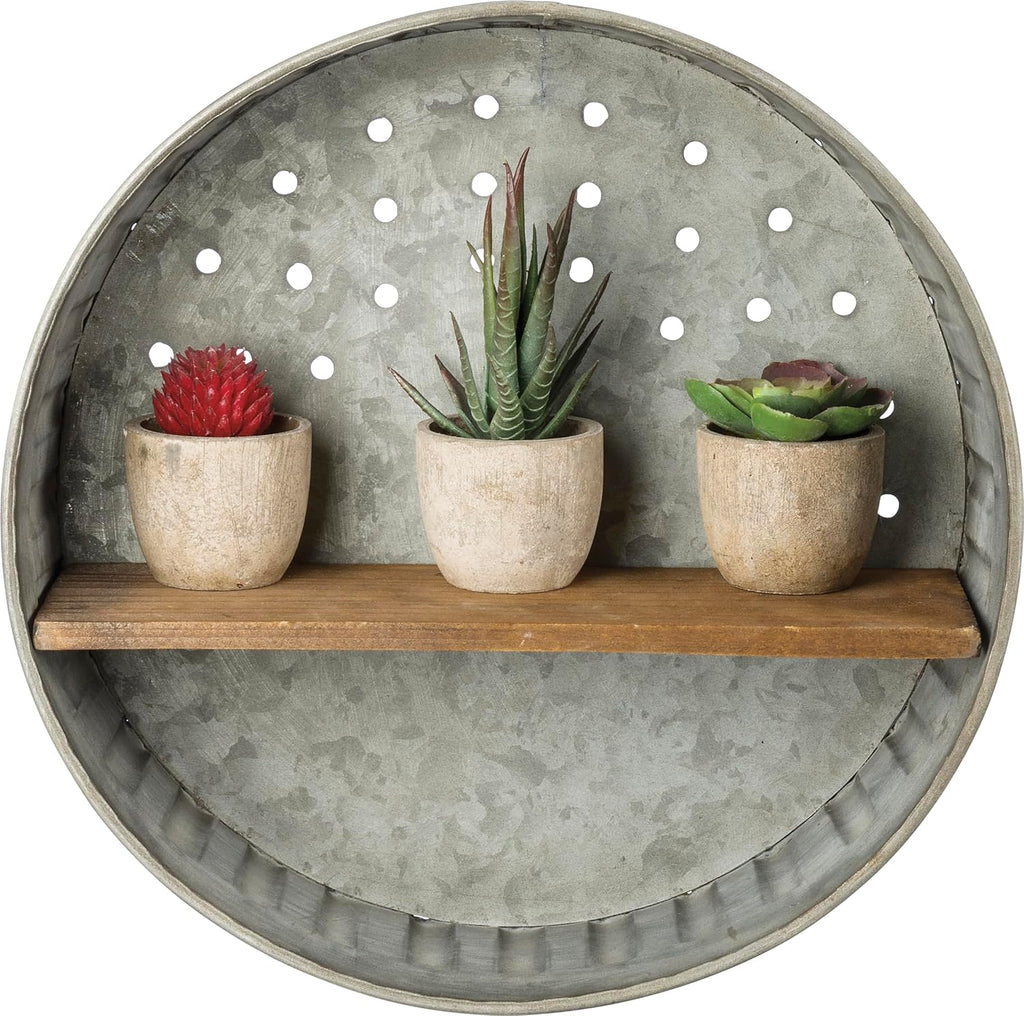 Distressed Wall Shelf, Metal and Wood