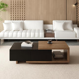 Extendable Coffee Table, 47"-69" Expandable Walnut Coffee Table with 2 Drawers