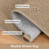 Easy Jute 5x7 ft Outdoor Washable Rug Non Slip Woven Texture Durable Farmhouse Rug for Entryway Pati