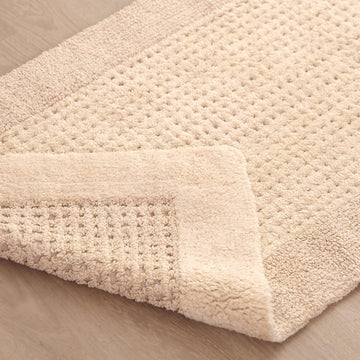 Premium Cotton Tufted Honeycomb Bath Mat Absorbent Bath Rug 21"x34" Ivory