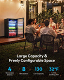 Mini Fridge 130 Can Beverage Refrigerator Cooler Glass Door for Soda Wine Beer, 