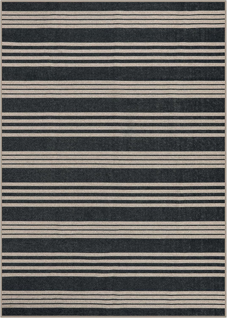 Elance Striped Easy Jute Outdoor Patio Rug, Washable 5x7 Area Rugs for Living Room Office Indoor Out