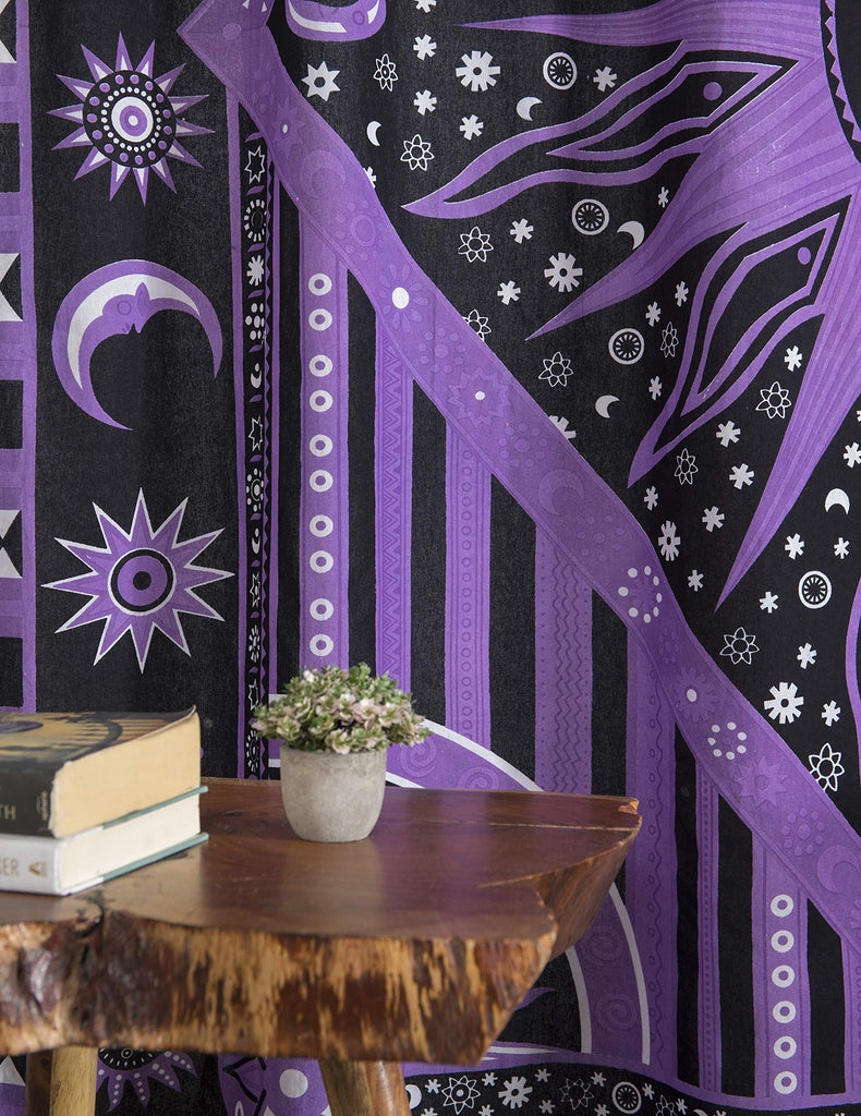 Burning Sun Hippie Mandala Window Curtains - Gypsy Bohemian Sun Moon Beautiful Drapery Bedroom Living Room Balcony