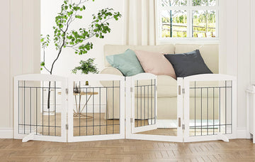 Dog Gate Indoor with Door, Freestanding Pet Gate for Doorway, Stair