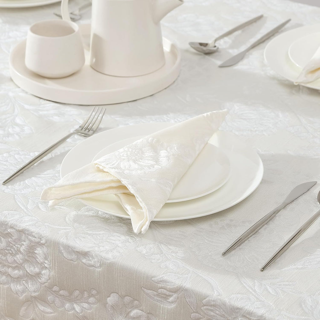 Annaleigh Tablecloth Jacquard Fabric, Wrinkle Resistant for Dining, Holiday, Party, Wedding or Banqu