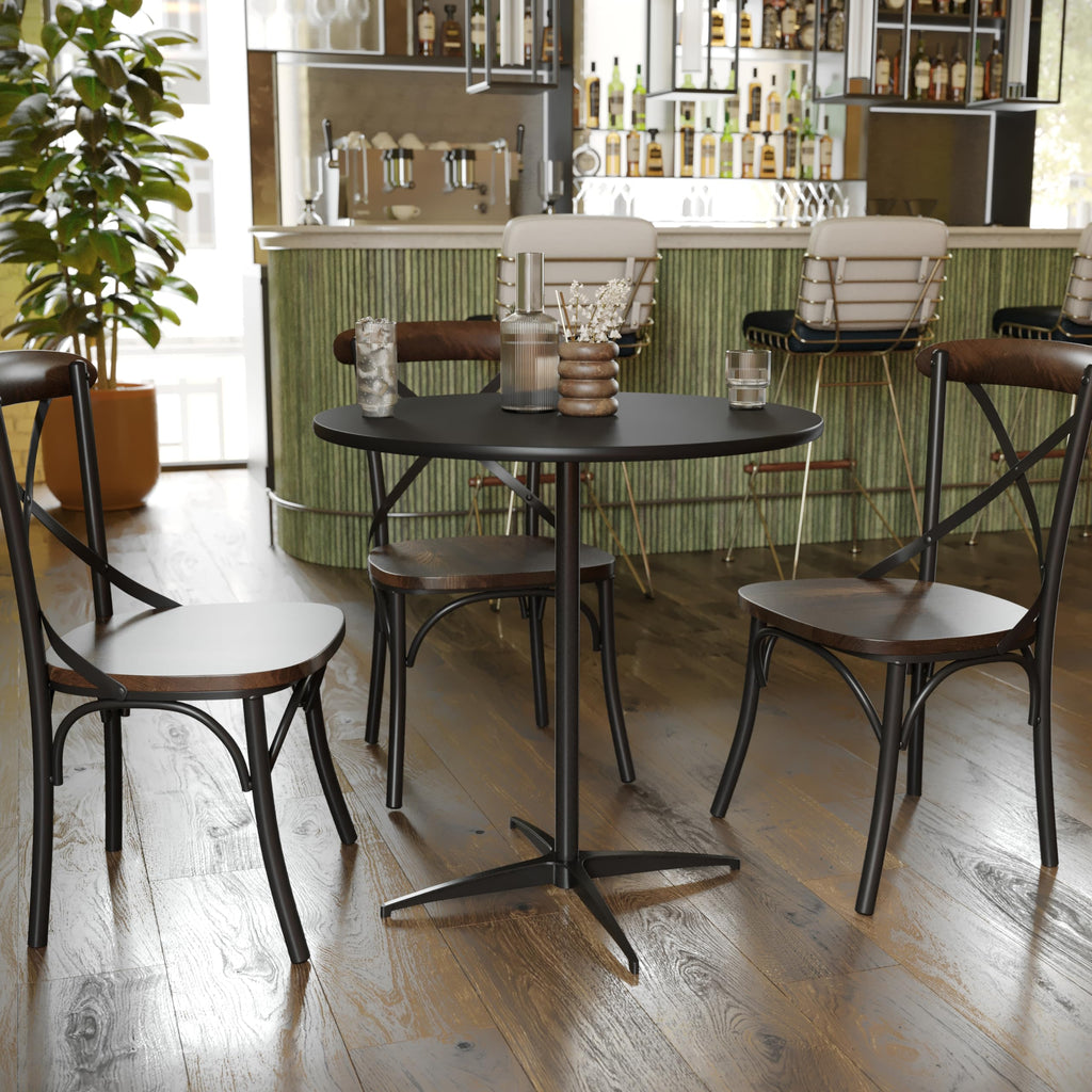 30 in Wood Round Cocktail Table, Black