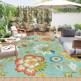 Floral Indoor Outdoor Rug 8x10, Non Slip Outdoor Patio Rug for Camping Picnic, Portable Large Outdoo