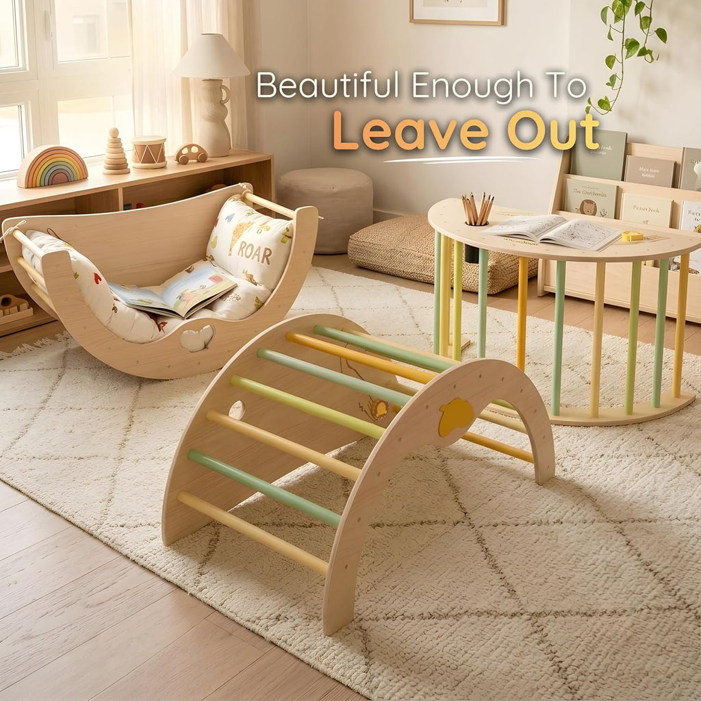 Savan'Arc Wooden Climbing Arch Cushion, in-1 Montessori Baby Toys
