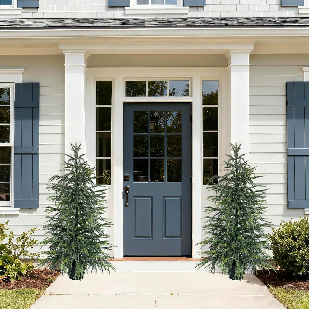 4FT Norfolk Pine Christmas Tree (2 Pack) - Real Touch Realistic Faux Potted Tree, Soft Needle Artificial Winter