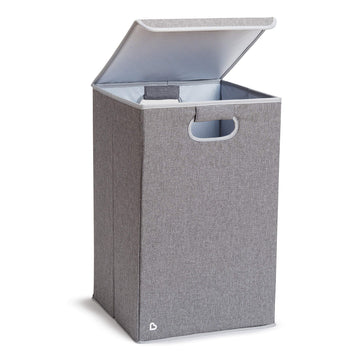Laundry Hamper for Baby and Kids, Collapsible Nursery Organizer with Lid, Grey