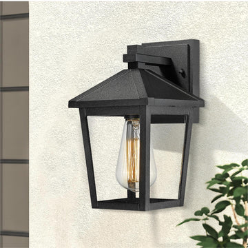 Farmhouse Outdoor Porch Light, 10.5 Inch Modern Exterior Wall Mounted Light Fixture, Die-Cast Aluminum with Clear